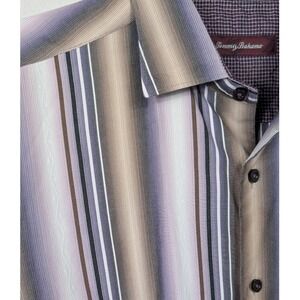 Tommy Bahama‎ Men's Button Down Shirt Striped Cotton Silk Blend